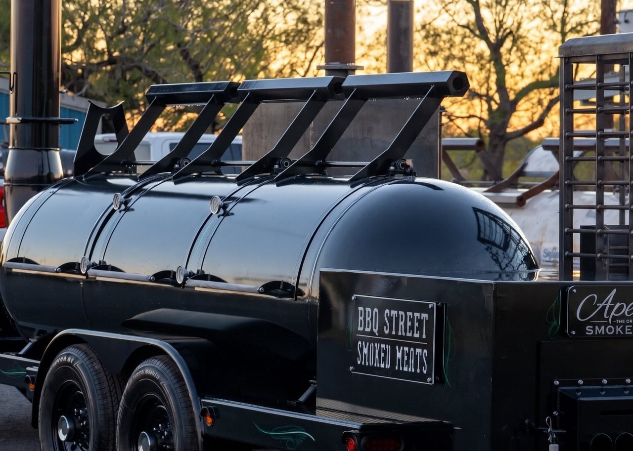 Apex Alpha 750-gallon three-door offset smoker